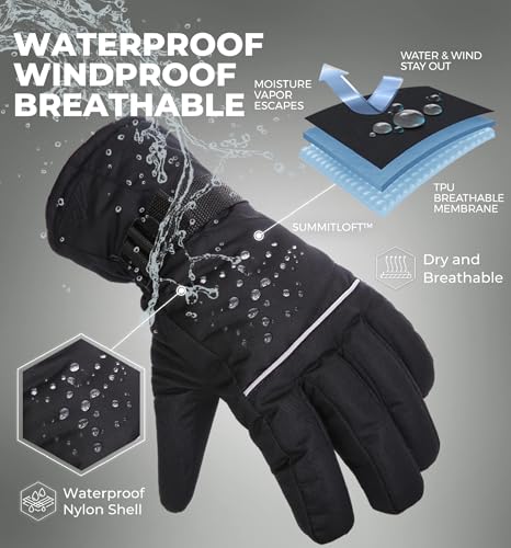 Tough Outdoors Ski Gloves for Men & Women -Thermal Snow Gloves & Waterproof Snowboarding Gloves - Warm Winter Gloves for Men
