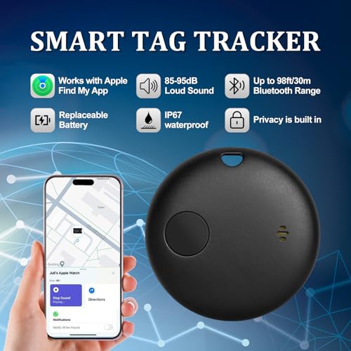 Geevon Smart Tag-2 Pack Bluetooth Tracker Work with Apple Find My (iOS Only).Item Finder for Keys, Wallet,Backpack, Luggag...