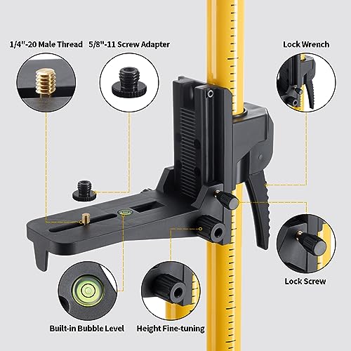 Firecore 12 Ft./3.7M Professional Laser Level Pole with Tripod and 1/4-Inch by 20-Inch Laser Mount for Rotary and Line Las...