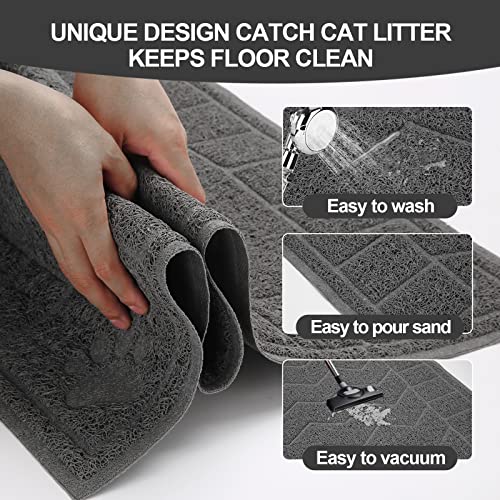 Motsamla Cat Litter Mat, Litter Trapping Mat Soft on Kitty Paws, 47" x 35" Kitten Litter Box Mat for Cleaner Floors, Water...