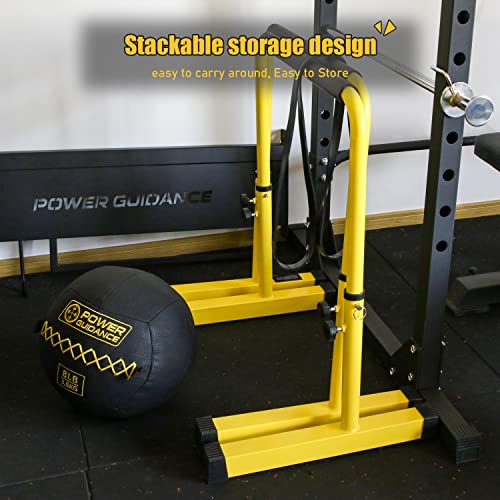 POWER GUIDANCE Dip Bar, Dip Stand Station for Full Body Strength Training, Adjustable Height 30Inches - 38.6Inched, 3 Colo...