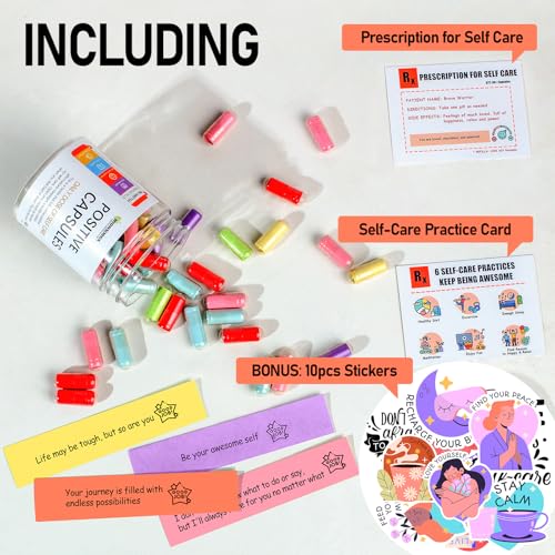 HIONXMGA Positive Messages in a Bottle (60+ Positive Affirmations),Self Care Gifts for Women Men Stress Relief Get Well So...