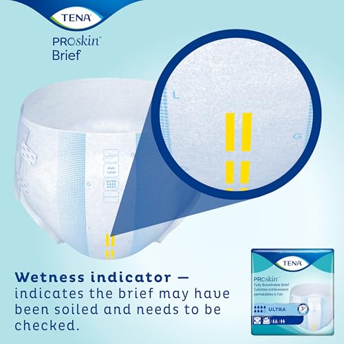 TENA Ultra Breathable Briefs, Incontinence, Disposable, Heavy Absorbency, Large, 40 Count, 40 Packs, 40 Total