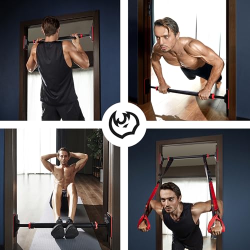 FitBeast Pull Up Bar for Doorway, Strength Training Pullup Bar with No Screws, Chin Up Bar with Adjustable Width Locking M...