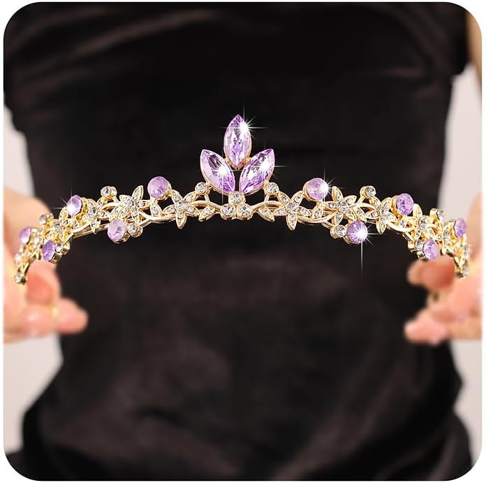 Rannyrena Gold Wedding Crystal Tiaras and Crowns for Women Rhinestone Bridal Queen Crown Princess Headpiece Hair Accessori...