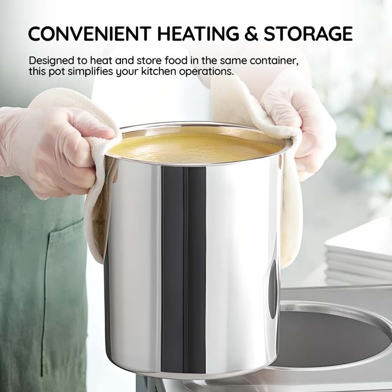 OCS Parts 6 Quart Bain Marie Pot with Lid Set | 8-9/16" x 6-7/8" Stainless Steel Pot for Warm or Cold Food, Home Kitchens, Stovetop, Steam Tables, Catered Events, Soup Warmers or Buffet and Salad Bars