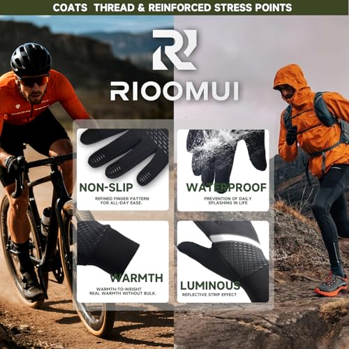 Rioomui Lightweight Winter Gloves for Cold Weather, Warm Glove Liners for Men and Women, Touch Screen Breathable