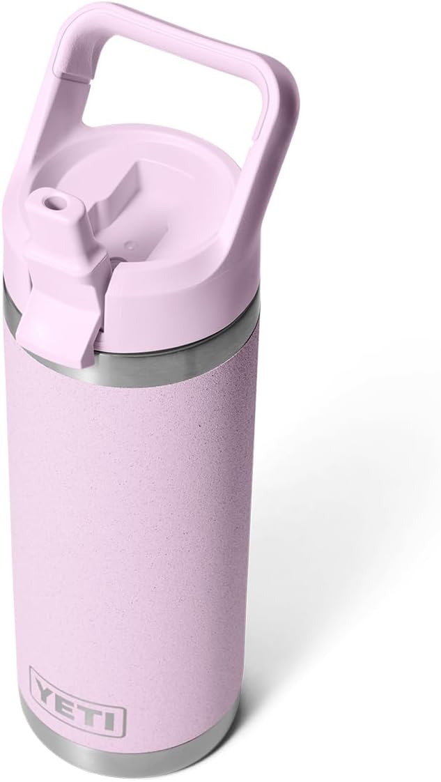 YETI Rambler 18 oz Bottle, Vacuum Insulated, Stainless Steel with Straw Cap, Cherry Blossom