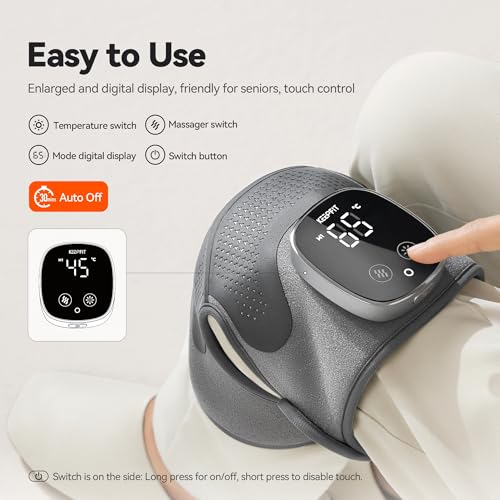 IKEEPFIT Knee Massager with Heat Vibration for Pain Relief MAXwarm 5.0-Heated Knee Brace with 5 Heat Levels and 4 Massage ...