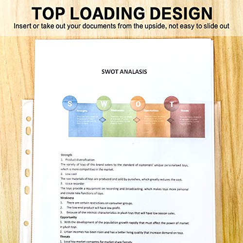 Sheet Protectors, PANDRI 500 Pack Clear Heavy Duty Plastic Page Protectors Sheet Reinforced 11-Hole Fit for 3 Ring Binder ...
