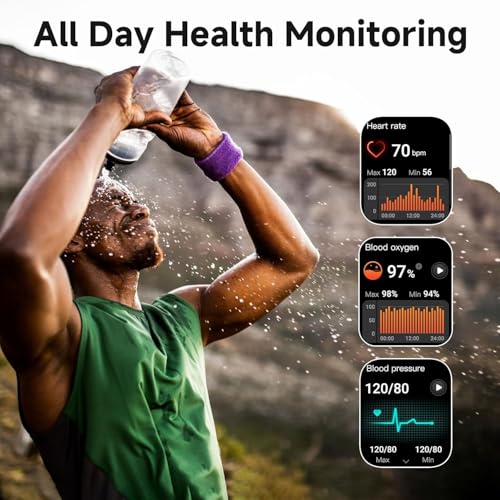 CEMASGE Blood Pressure Watch for Men, IP68 Waterproof Blood Pressure Watch, 1.96" High-Resolution Touch Screen Smart Fitne...