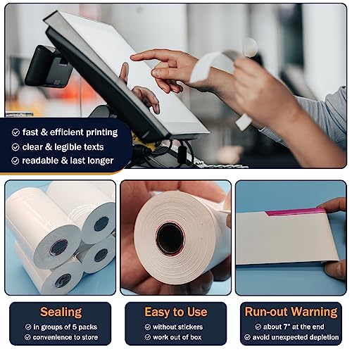 (50 Rolls) 2 1/4 x 85 Thermal Paper Rolls, BPA Free Thermal Receipt Paper Rolls, 2.25 inch Wide and 85 ft Long Per Thermal...
