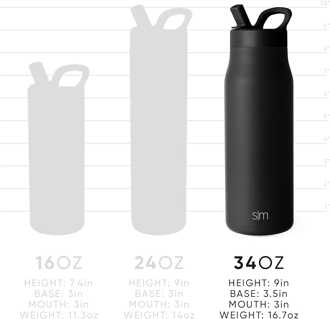 Simple Modern Water Bottle with Push Button Straw Lid | Ceramic-Lined Insulated Stainless Steel | Travel Water Bottles for Gym & Sports | Leak Proof | Mesa Signature Collection | 34oz, Sea Glass Sage