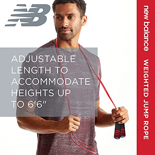 New Balance Weighted Jump Rope for Men - 1 lb Heavy Foam Handles Set, Adjustable Length, Exercise Training Jump Ropes for ...