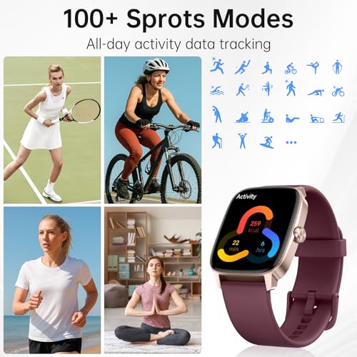 Smart Watches for Women Men with Bluetooth Call & AI Voice, 1.85" HD Fitness Tracker with Heart Rate SpO2 Sleep Monitor, 1...