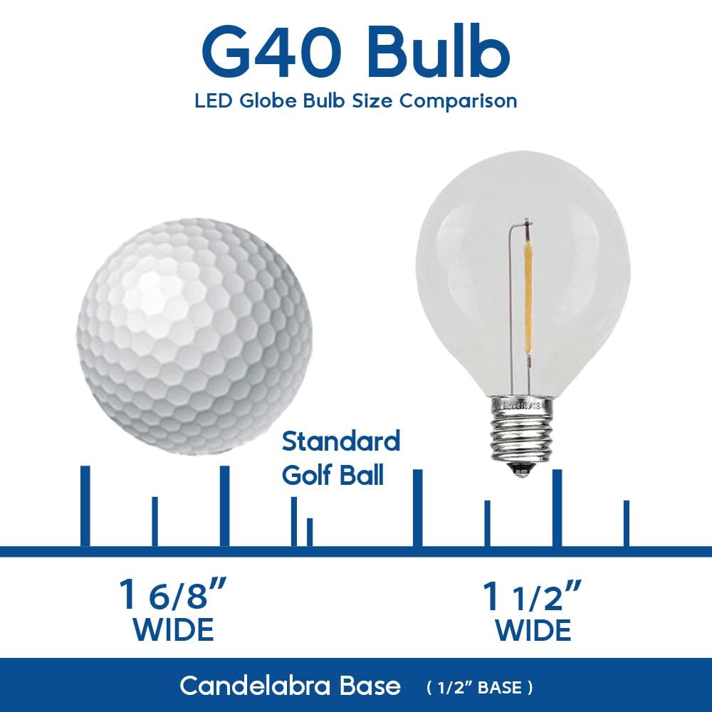 Novelty Lights G40 Outdoor Globe Replacement Bulbs, 25 Pack, Red, C7/E12 Candelabra Base, 5 Watt
