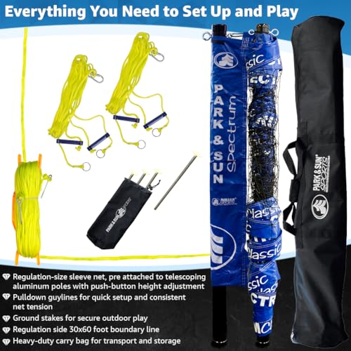 Park & Sun Sports Spectrum Classic: Adjustable Professional Outdoor Volleyball Net System