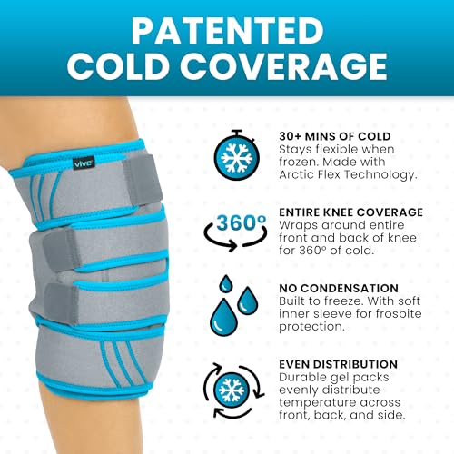 Vive Knee Ice Pack Wrap - Cold/Hot Gel Compression Brace - Heat Support Strap for Arthritis Pain, Tendonitis, ACL, Athleti...