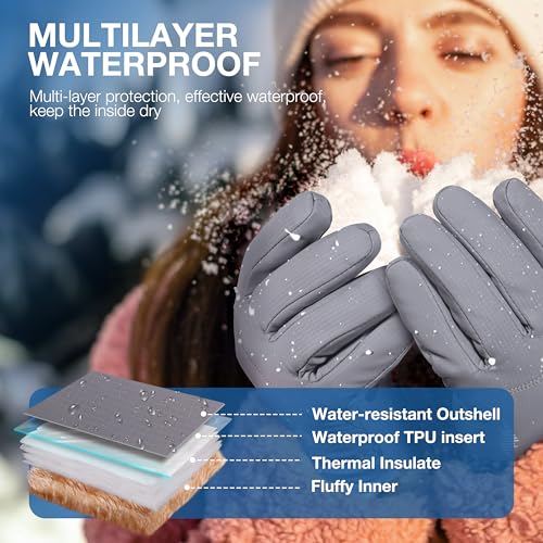 SIMARI Winter Waterproof Warm Gloves Women Men with Touchscreen Fingers, Ski Snow Windproof for Cold Weather Thermal, for ...