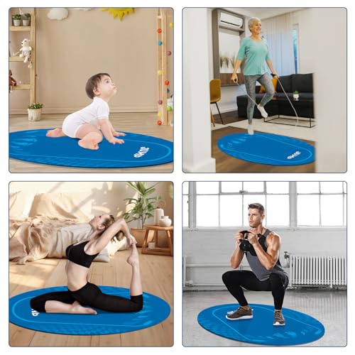 Jump Rope Mat Outdoor Indoor, Oval 52'' x 36'' Non-slip Fitness Exercise Mat, 5mm Shock Absorption Extra Thick Design, Sui...