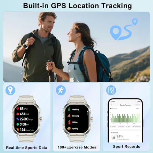 Smart Watch for Men Android/iPhone, 2.06" HD Anti-impact Touchscreen GPS Smartwatch with Heart Rate/SpO2/Sleep/Monitor, An...