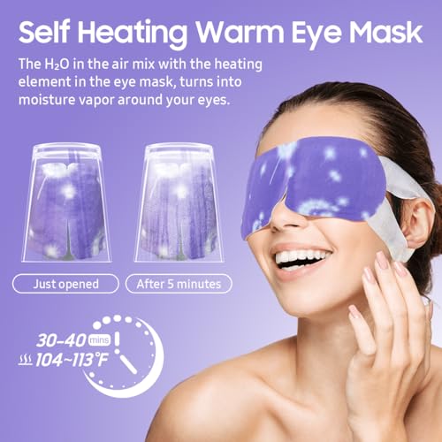BeHoomi Steam Eye Mask, 10 Packs Heated Eye Mask, Self Heating Disposable SPA Warm Compress for Eyes Sleep Mask, Travel Es...