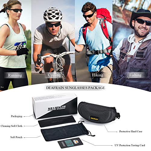DEAFRAIN Polarized Sports Sunglasses for Men Women Cycling Running Fishing Glasses TR90 Unbreakable Frame UV Protection Z87