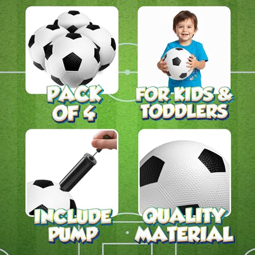 Size 3 Soccer Balls for Toddlers & Kids (4 Pack) - PVC Youth Soccer Balls - Small Beginner Sports & Practice Playground Ba...