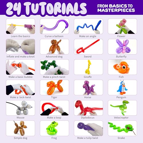 Dan&Darci Balloon Animal Twisting Kit with Pump for Kids - Boy & Girl Christmas Gift - Birthday Gifts for Girls and Boys -...