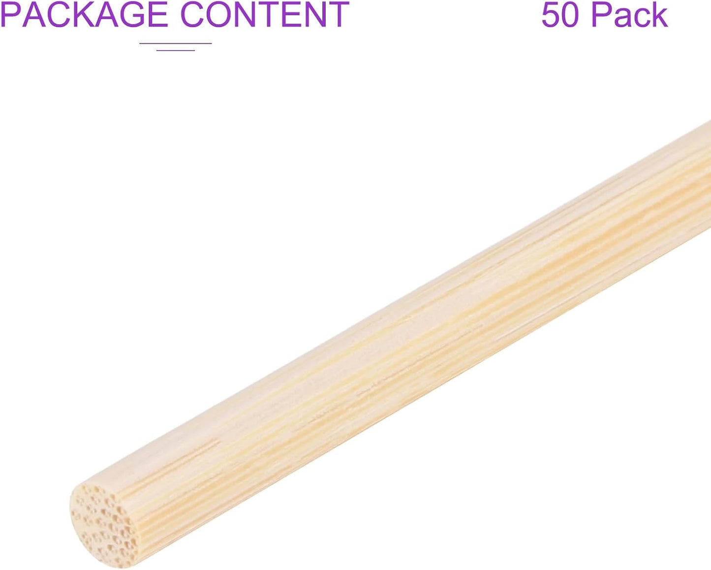 DMiotech 50 Pack 1/4" x 6" Wooden Dowel Rods Unfinished Natural Sticks Wood Craft Sticks for Home Decor Projects and Making DIY Craft,Wood Color