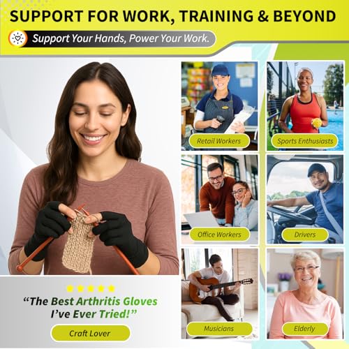 Compression Arthritis Gloves for Women and Men, Fingerless Rheumatoid Arthritis Carpal Tunnel Pain Relief Gloves, Hand Sup...
