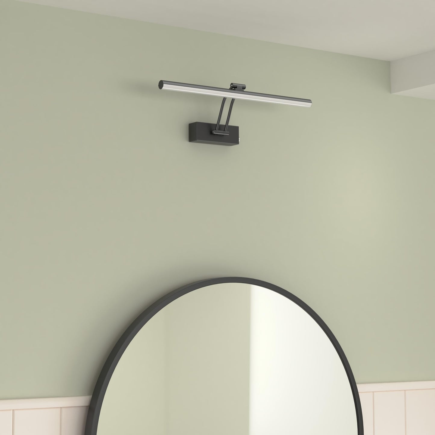 Howmzon Wireless Picture Light  16 Inches  Battery Operated  Dimmable Black Metal Led Art Light For Wall Sconce