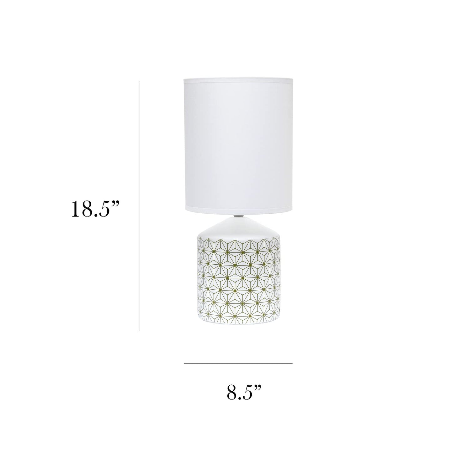 Simple Designs Table Lamp Geometric Pattern Ceramic Gold LT2077-SQU 8.5inL x 8.5inW x 18.5inH