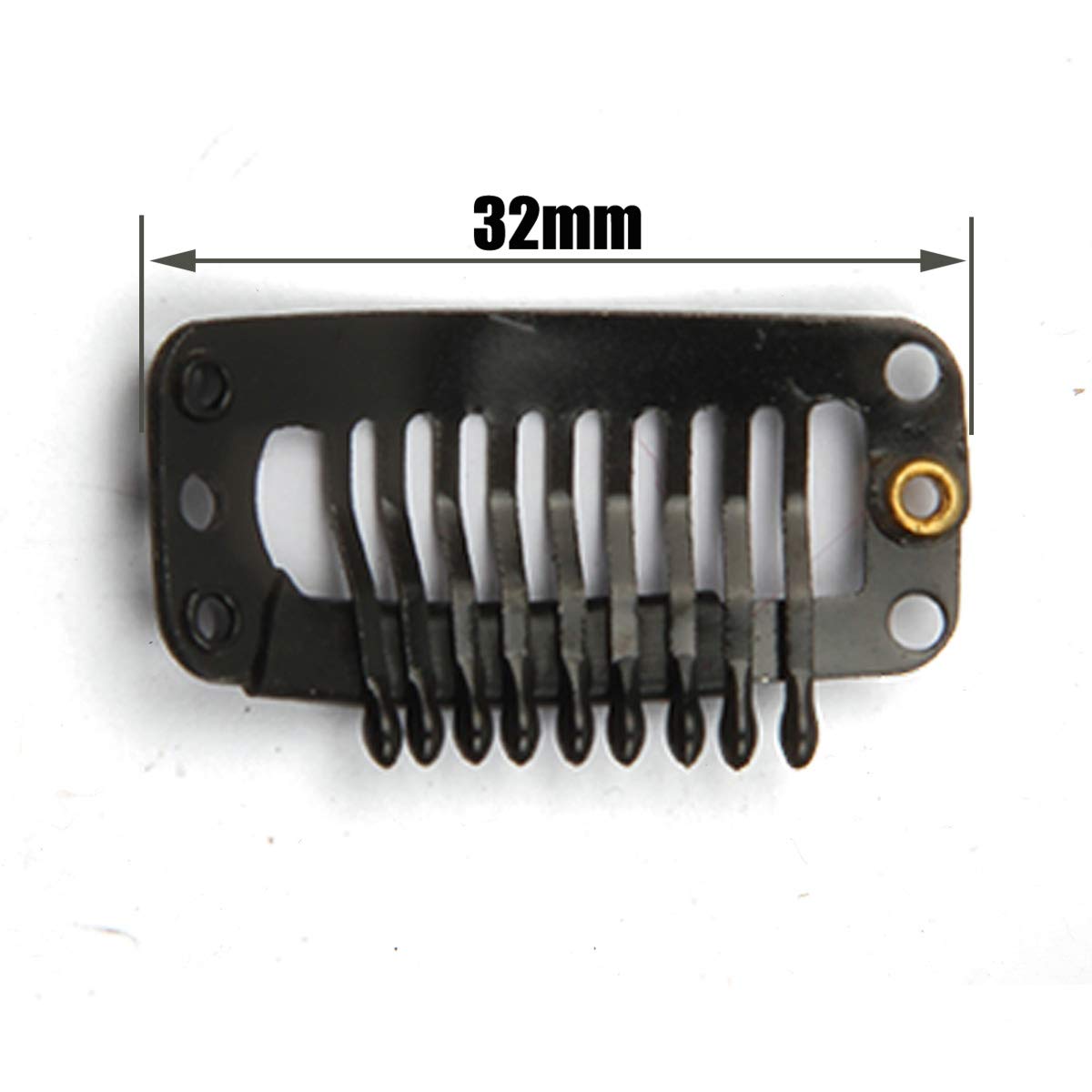 JFFX 50 Pieces Hair Extensions Clips Stainless Steel Snap Clip for Wigs 9-teeth 32mm, 2pcs Weaving Thread, 30pcs Sewing Needles