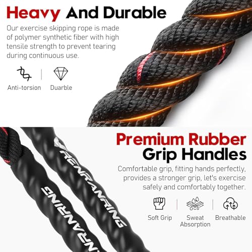 Weighted Jump Rope for Men and Women, 3lb 4lb 5lb Adult Heavy Skipping Rope, Jumprope for Fitness,Workout Equipment, Fitne...