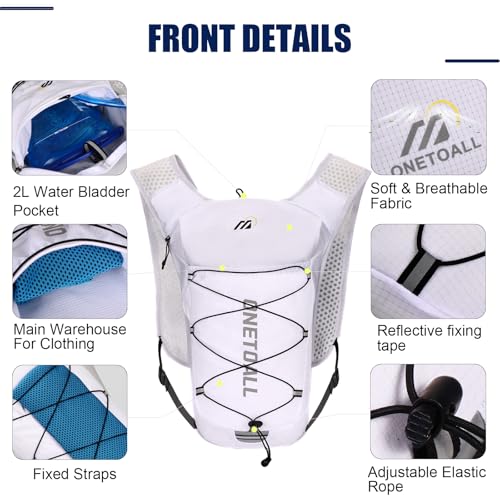 ONETOALL Running Vest for Women & Men, 6L Hydration Backpack with 2L Water Bladder, Lightweight Water Backpack for Trail R...
