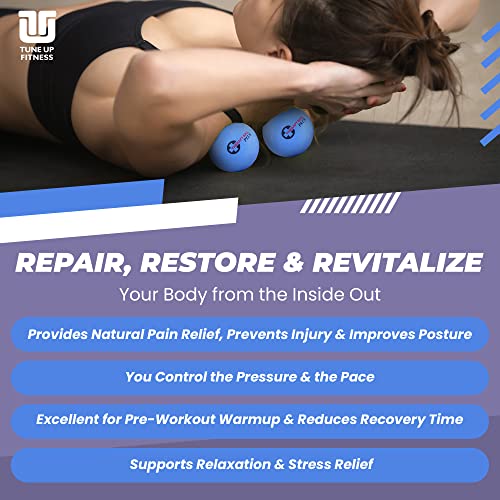 Tune Up Fitness – Therapy Ball PLUS Pair in Tote | Lacrosse Ball Upgrade - Massage Therapy Balls for Myofascial Release | ...