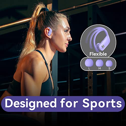 bmani Ear Buds Wireless Earbuds Bluetooth Headphones with 80H Playtime LED Display Case, Over-Ear Hook with Mic, Stereo So...