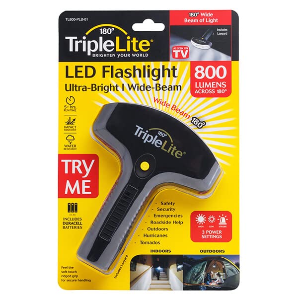 Tripl high-standard TL800 LED Flashlight, 800 Lumens, Wide Angle Irradiation, Black, One Size, Plastic