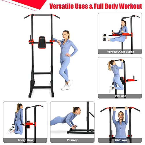 Goplus Power Tower Pull Up Bar Dip Station, Multi-function Dip Bars Stand Workout Equipment for Full-body Home Gym Fitness...