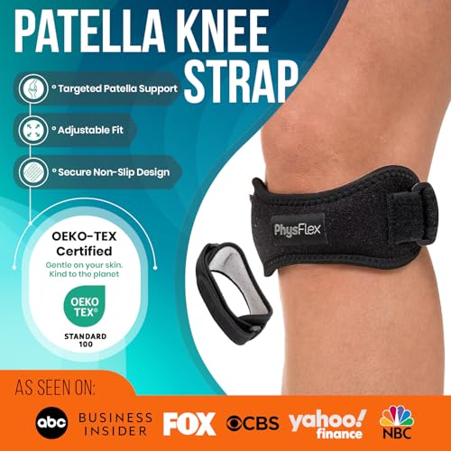 PhysFlex 2 Pack Patella Knee Brace - Knee Support and Pain Relief, Running, Hiking, Basketball, Jumpers Knee, Tendonitis, ...