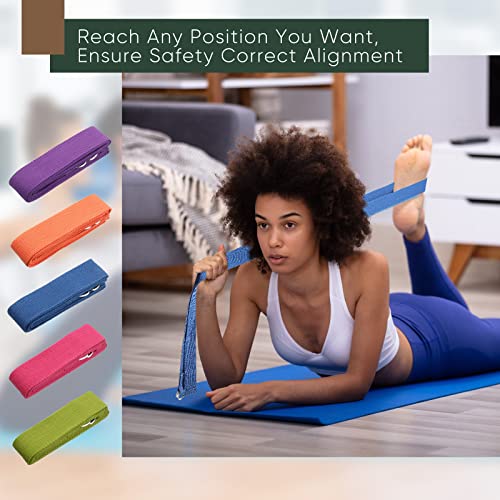 10 Pcs Yoga Strap 8ft Yoga Stretching Exercise Band Stretching Belt with Adjustable Metal D Ring Buckle Loop for Pilates, ...
