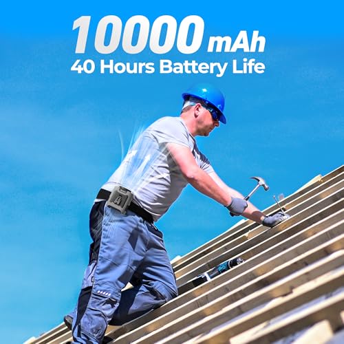 AMACOOL Portable Waist Fan Clip On, MAX 40H Work Time, 10000mAh Rechargeable Wearable Shirt Fan with Light, 16000RPM Power...