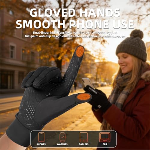 ROCKBROS Men Women Thin Winter Gloves for Sport- Lightweight Anti-Slip Touch Screen Road Bicycle Gloves for Outdoor Sports...