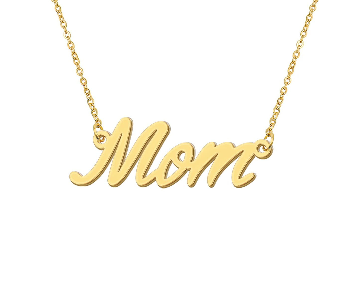 Aoloshow 18k Gold Plated Mom Name Necklace Message Word Stainless Steel Jewelry for Best Friends Christmas