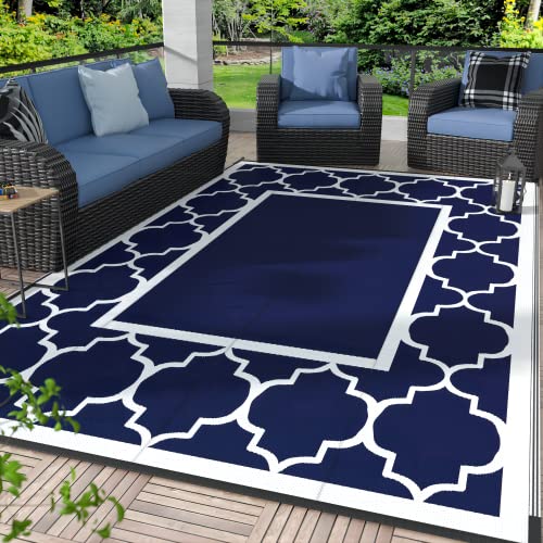 GENIMO 5' x 8' Outdoor Rug Waterproof for Patio Decor, Foldable Reversible Plastic Straw Area Rugs Mat for Camper, Outside...