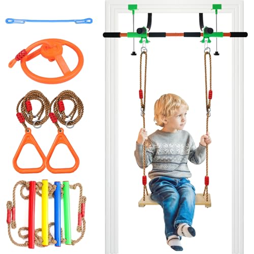 Doorway Swing for Kids & Door Pull Up Bar for Adults - Indoor Kid Swing with 4pcs Accessories - Multi-Function Doorway Gym...