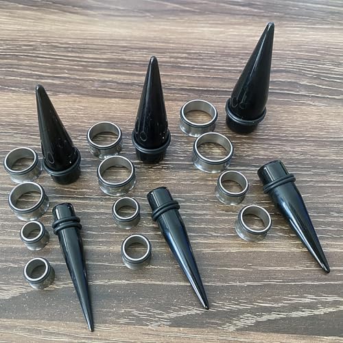 LBZ4ZUONISP 24PC Ear Gauge Stretching Kit Acrylic Tapers and Surgical Steel Tunnels Plugs 00G-20MM Gauge Stretching Kit