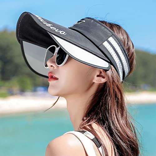 Peicees Sun Visor Hat with Wide Brim for Women Sun Protection Cap for Golf Tennis Beach Running Hiking Fishing Gardening