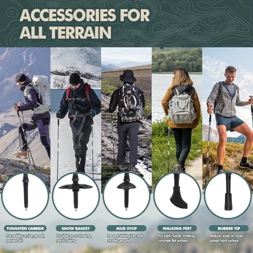GPTCAMP Nordic Walking Stick, TPZ-1, 2pc Folding Collapsible Hiking Poles with Metal Quick Lock, Cork Handle, Lightweight ...